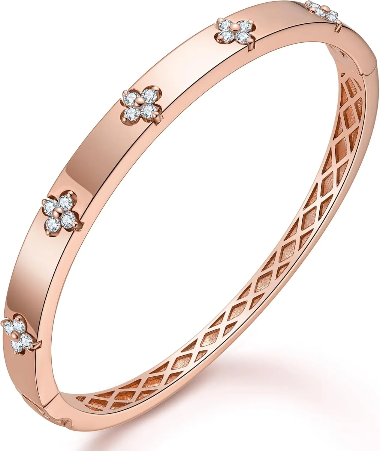 Clover Emerald/Moissanite Bracelets for Women Gifts | Premium Emerald and Moissanite (D Clolor VVS1 Clarity 3EX Cut) | S925 Sterling Silver Plated 18K Gold Stackable Non Tarnish