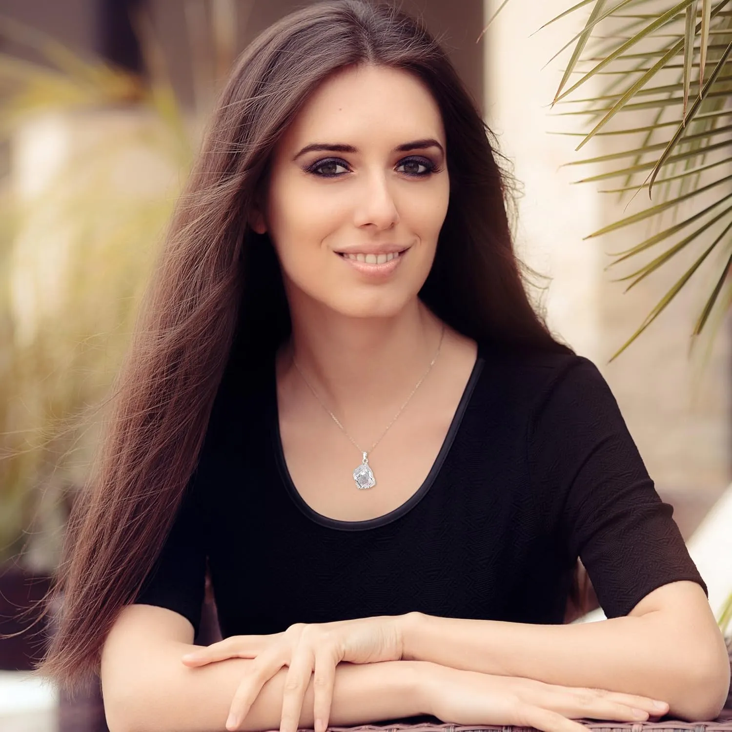 COAI Raw Crystal Necklace for Women, Amethsty Necklace/Clear Quartz Necklace/Agate Necklace/Obsidian Necklace