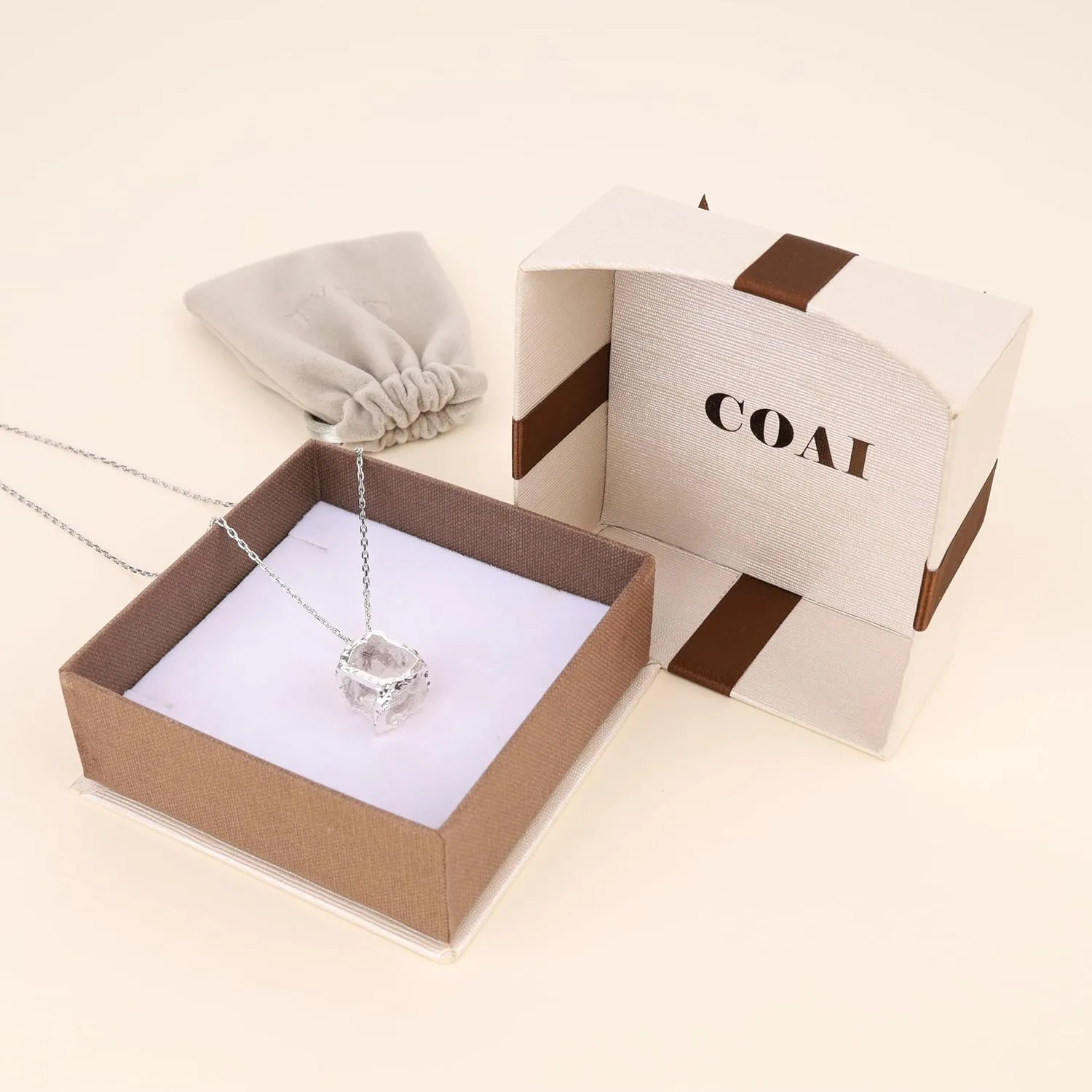 COAI Raw Crystal Necklace for Women, Amethsty Necklace/Clear Quartz Necklace/Agate Necklace/Obsidian Necklace