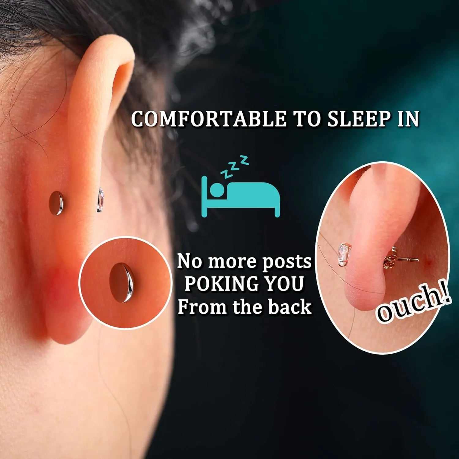 COCHARM G23 Titanium Cartilage Earring Stud for Helix 16g Flat Back Dog Paw Cartilage Piercing Jewelry Front Top Screw Helix Tragus Earrings