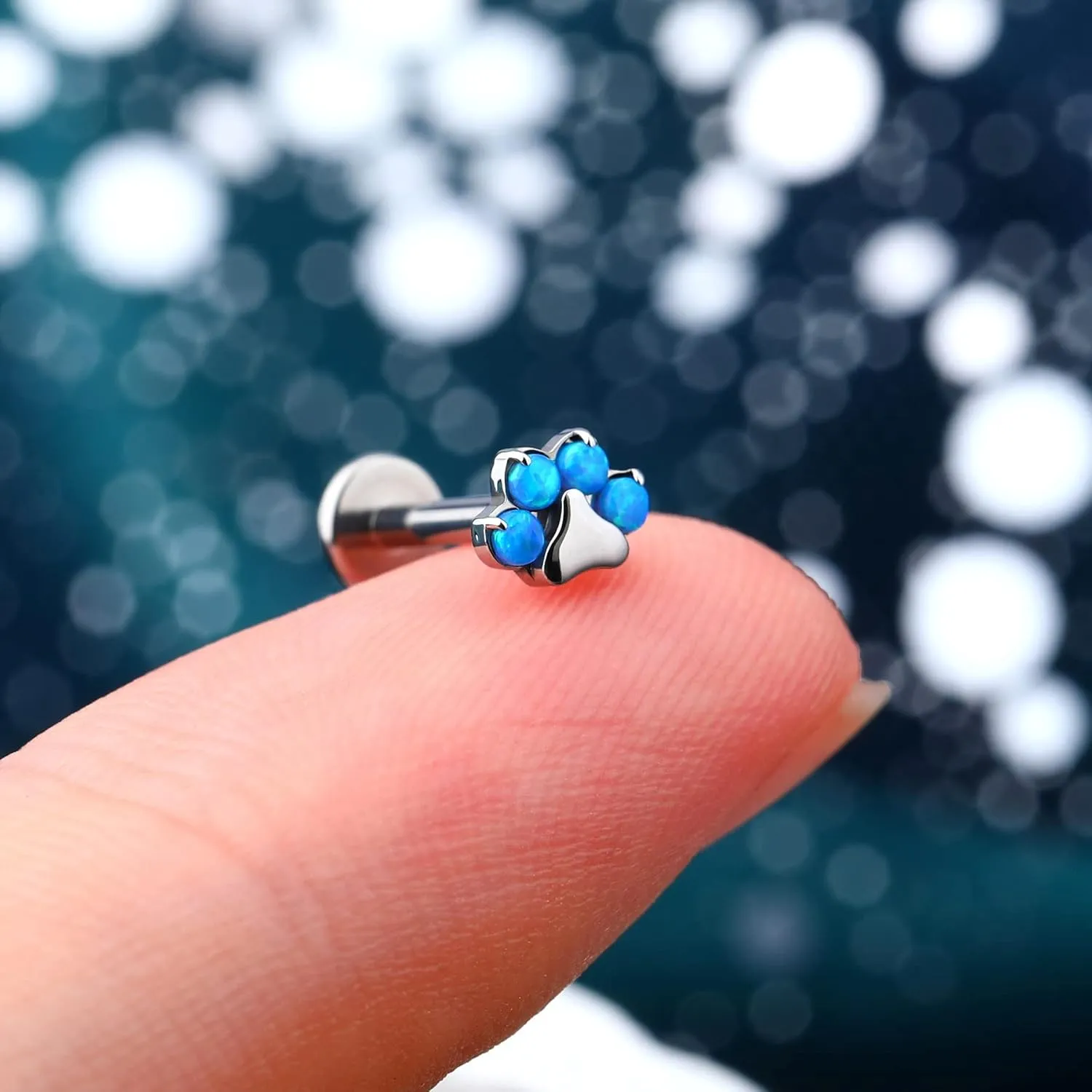 COCHARM G23 Titanium Cartilage Earring Stud for Helix 16g Flat Back Dog Paw Cartilage Piercing Jewelry Front Top Screw Helix Tragus Earrings