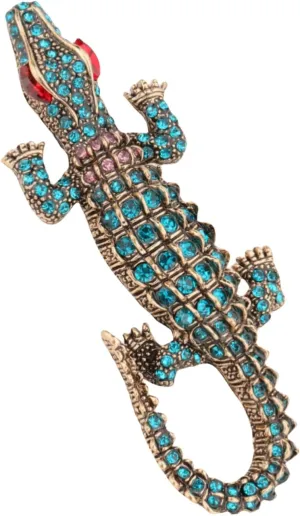 crocodile brooch, fashionable crystal rhinestone animal brooch, lapel brooch, men's and women's hat bag clothing clothing