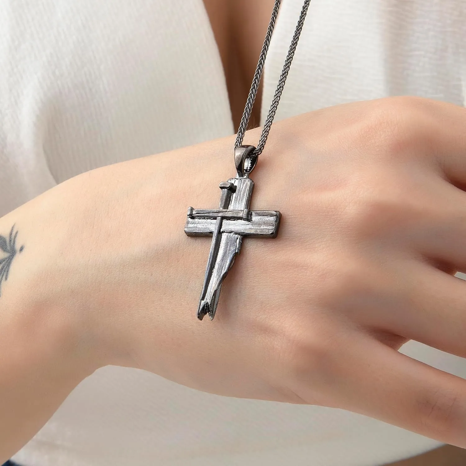 Cross Necklace for Men - Real 925K Sterling Silver Pendant, Timeless Symbol of Faith, Oxidized Silver Crucifix Necklaces