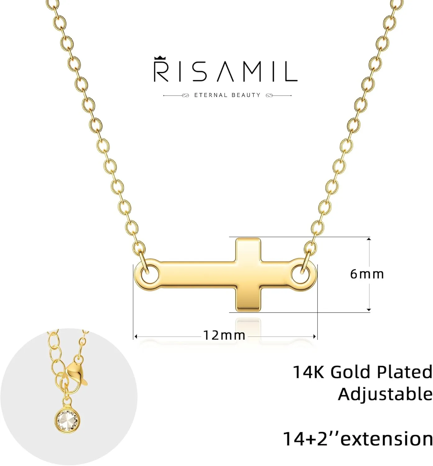 Cross Necklace for Women, 14K Gold/Silver Layered Cross Necklaces Dainty Cubic Zirconia Cross Necklaces Sideways Pearl Cross Choker Necklace for Women Trendy Necklace for Women Jewelry Gift