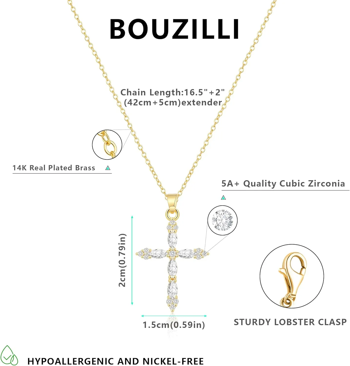 Cross Necklace for Women 14K Gold/Silver Plated Dainty Small Cross Pendant Choker Simple Trendy Cute Cross Charm Chain Necklace Religious Faith Jewelry Gift