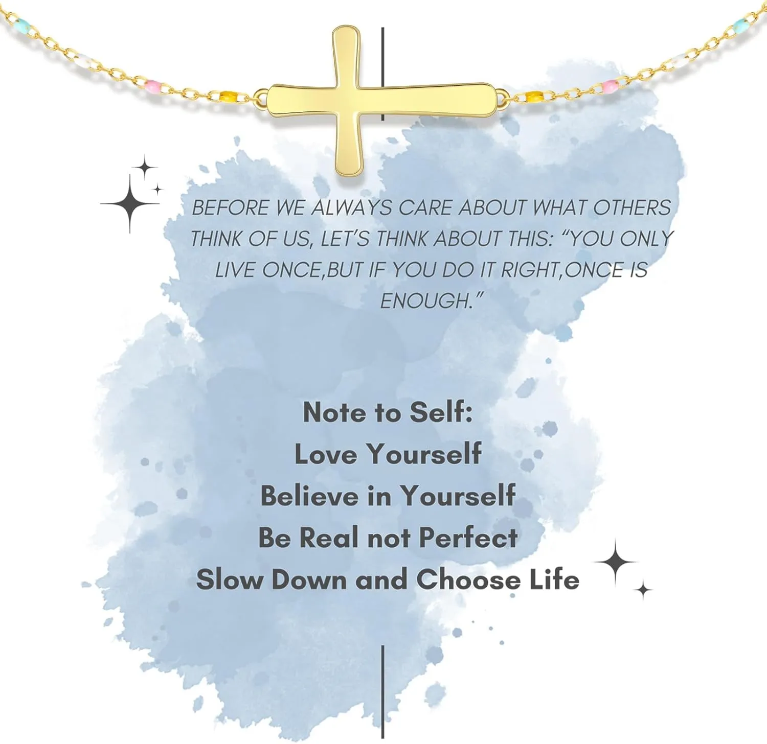 Cross Necklace for Women 18K Gold Sideways Cross Necklaces 925 Sterling Silver Colorful Enamel Beads Chain Dainty Tiny Faith Pendant Jewelry Mother's Day Gift