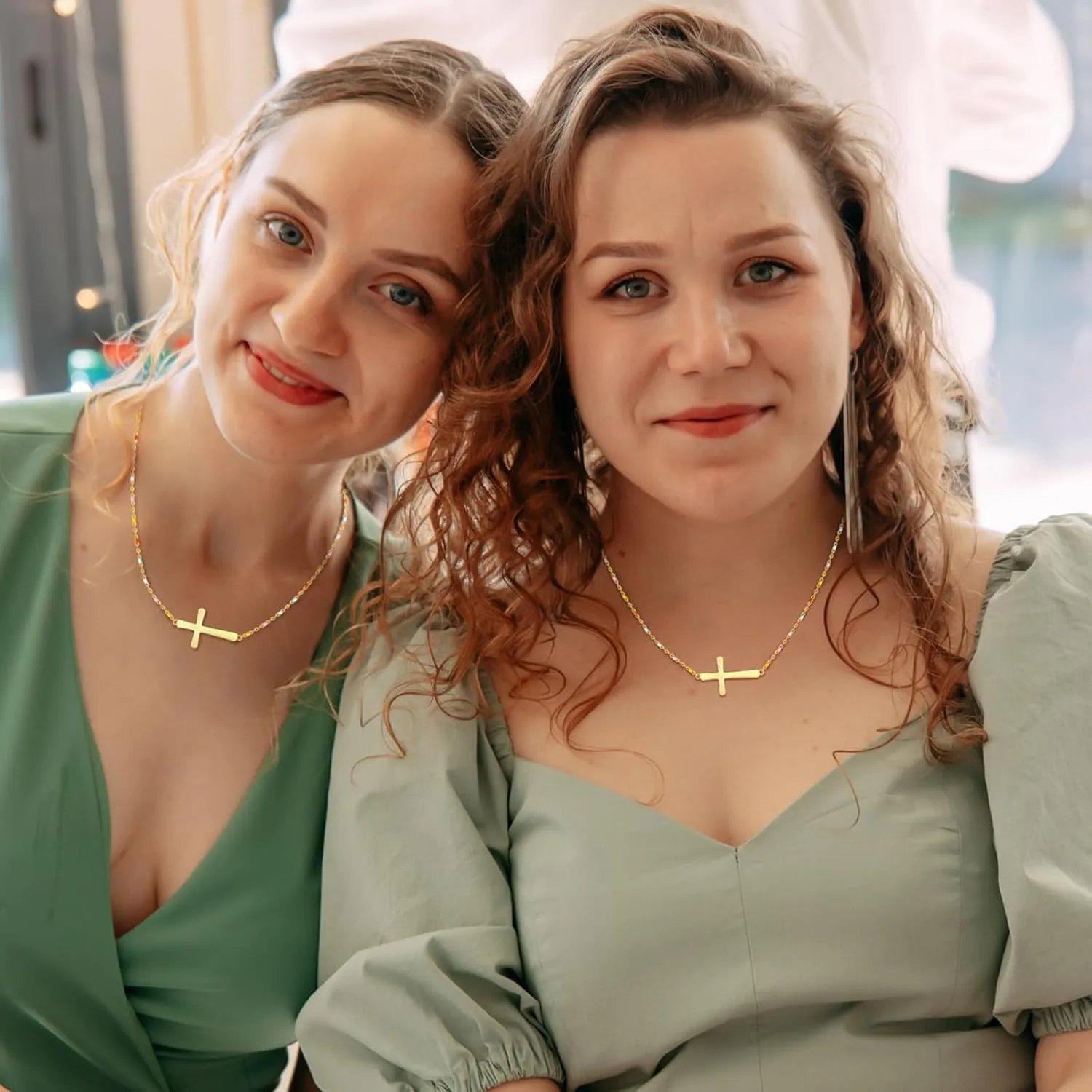 Cross Necklace for Women 18K Gold Sideways Cross Necklaces 925 Sterling Silver Colorful Enamel Beads Chain Dainty Tiny Faith Pendant Jewelry Mother's Day Gift