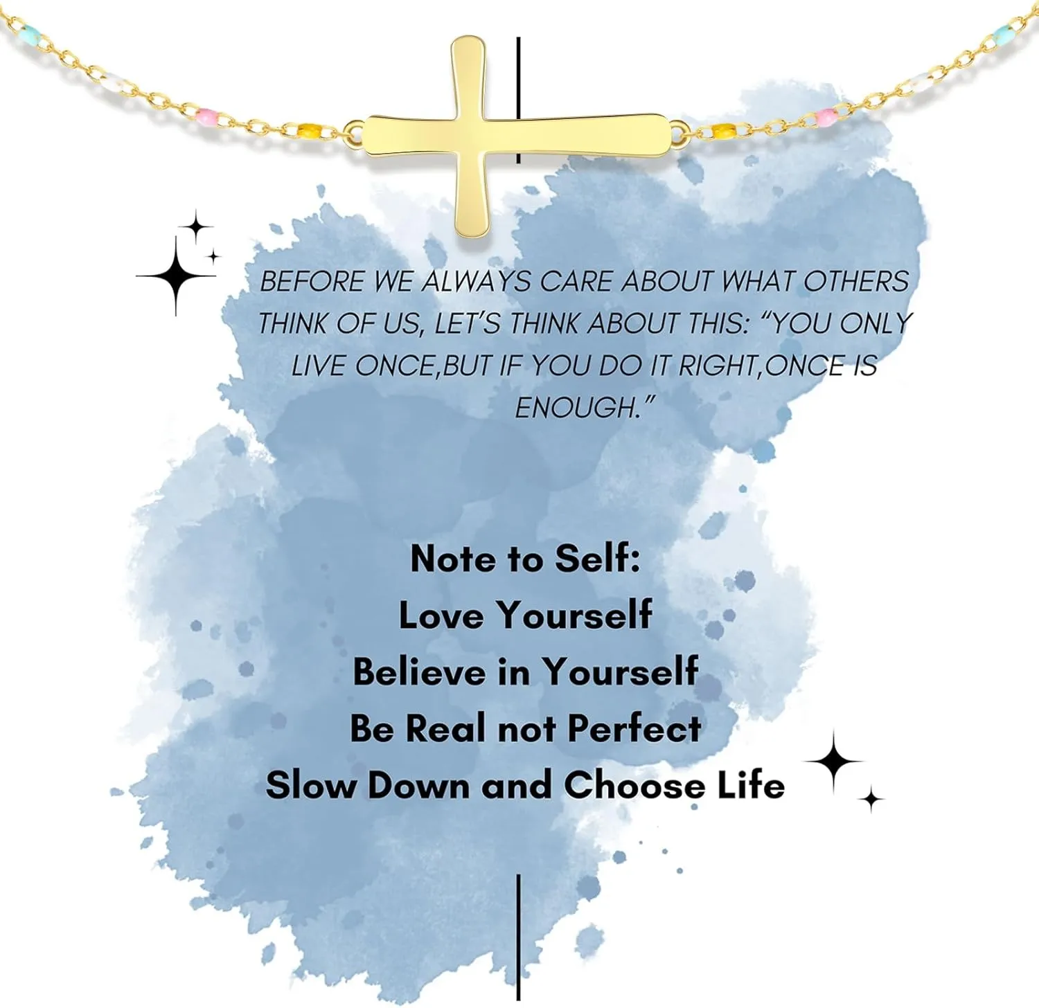 Cross Necklace for Women 18K Gold Sideways Cross Necklaces 925 Sterling Silver Colorful Enamel Beads Chain Dainty Tiny Faith Pendant Jewelry Mother's Day Gift