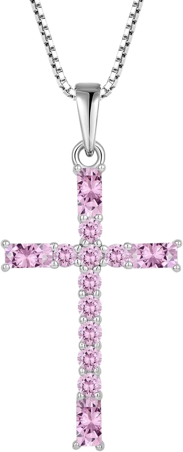Cross Necklace for Women 925 Sterling Silver Faith Necklaces Cubic Zirconia Pendant Dainty Jewelry for Women