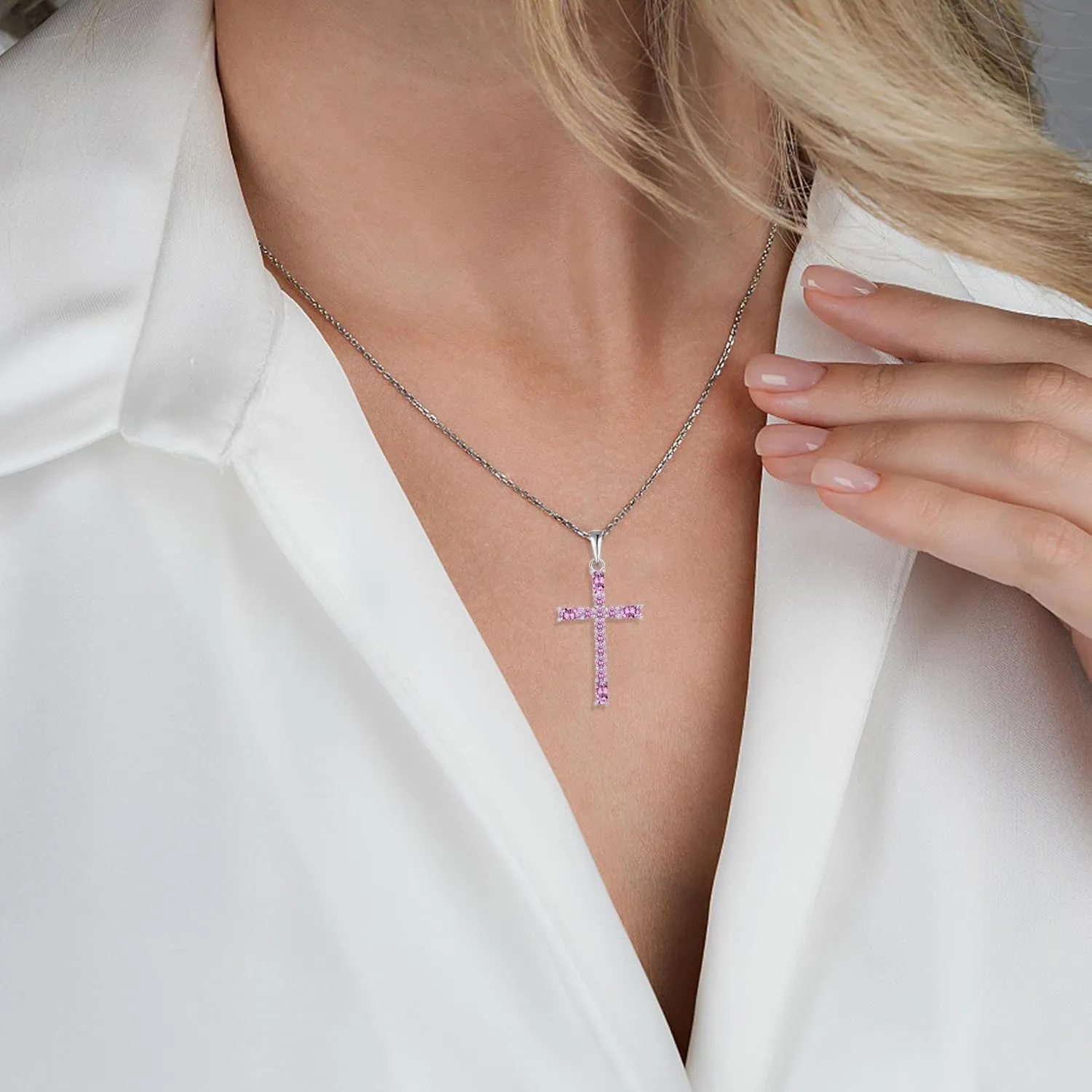 Cross Necklace for Women 925 Sterling Silver Faith Necklaces Cubic Zirconia Pendant Dainty Jewelry for Women