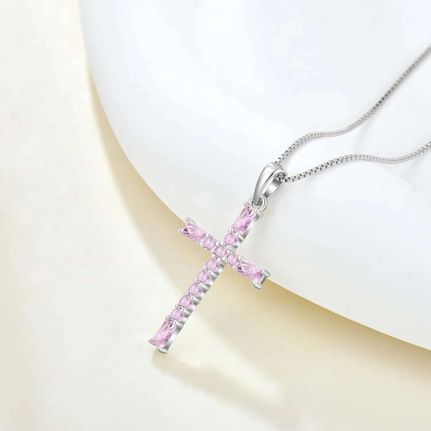 Cross Necklace for Women 925 Sterling Silver Faith Necklaces Cubic Zirconia Pendant Dainty Jewelry for Women