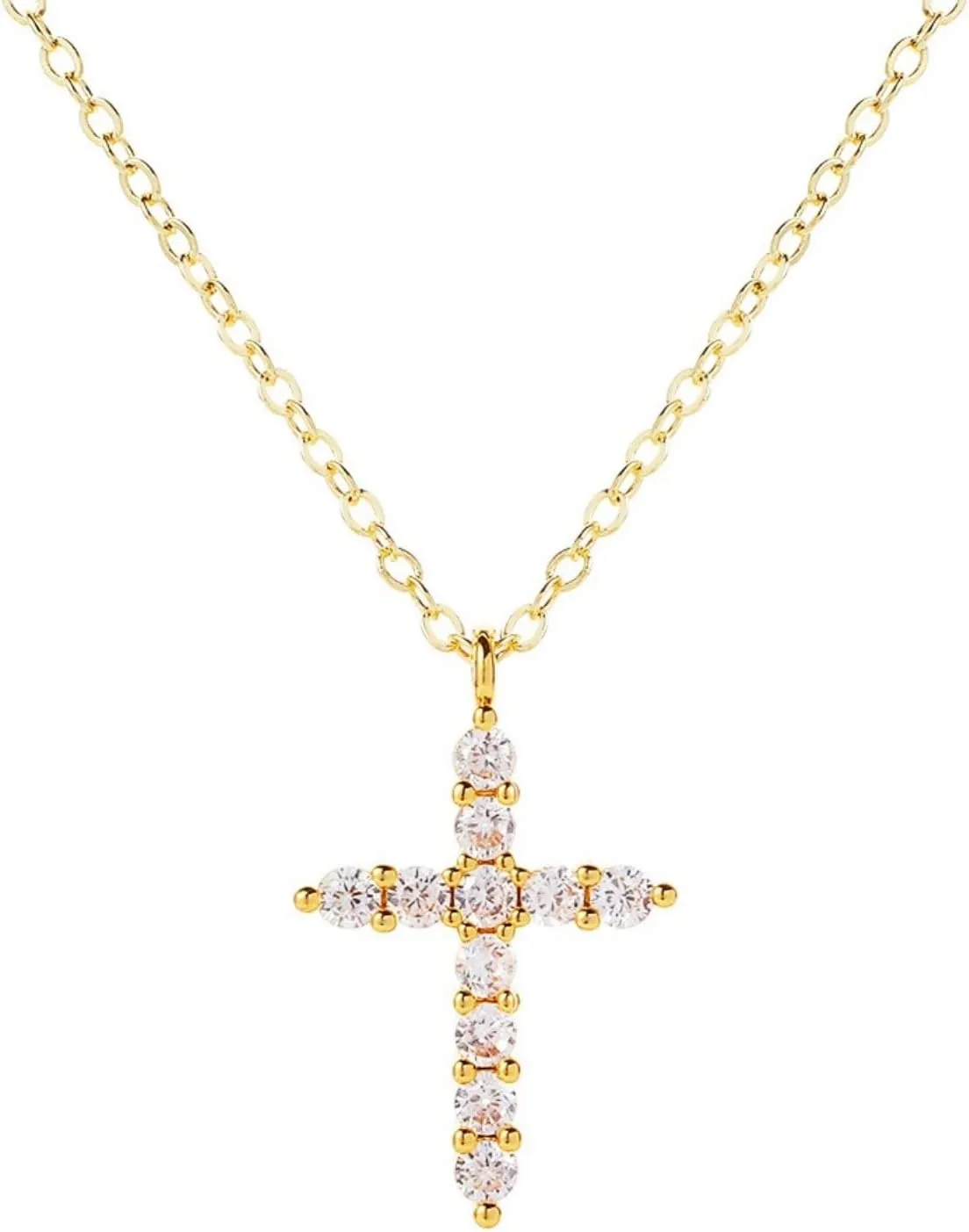Cross Necklace for women14K Gold Plated Cubic Zirconia Pendant Necklace Diamond Necklaces Silver/Glod Jewelry