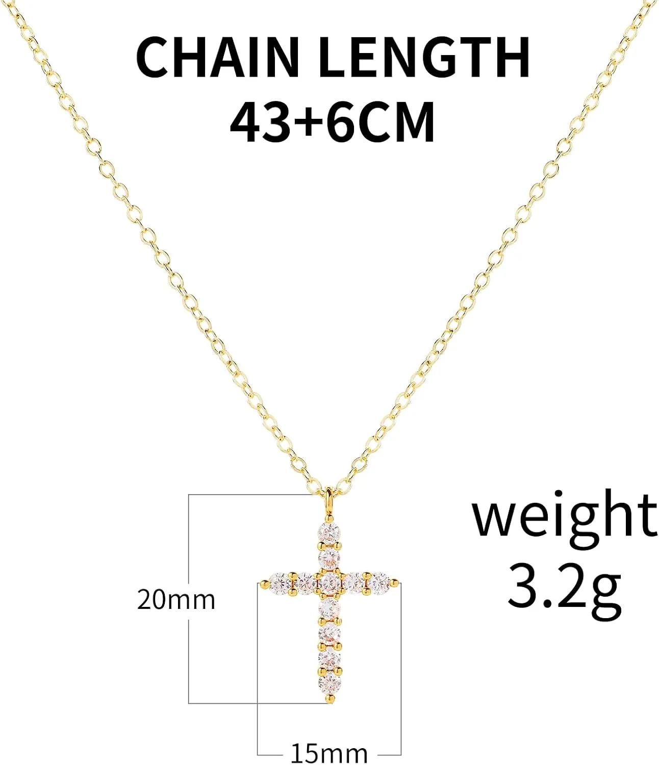 Cross Necklace for women14K Gold Plated Cubic Zirconia Pendant Necklace Diamond Necklaces Silver/Glod Jewelry