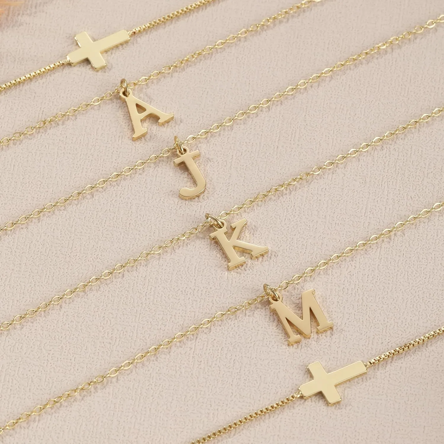 Cross Necklaces for Women Gold Layered Initial A-Z Letter Small Cross Pendant Choker Simple Trendy Cute Cross Charm Chain Necklace Easter Basket Stuffers Baptism Religious Faith Jewelry Gift First Communion Gifts for Teens Catholic