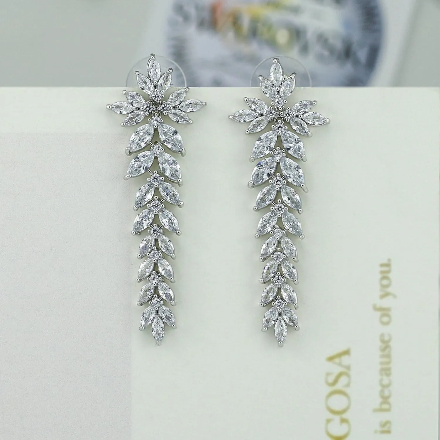 Crystal Cubic Zirconia CZ Copper Water Drop Dangle Earring CE10627