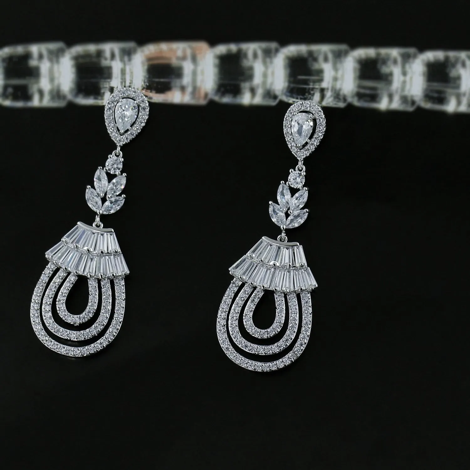 Cubic Zircon CZ Copper Wedding Dangle Wedding Earring  CE10496