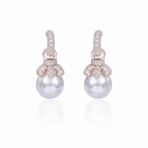 Cubic Zirconia Pearl Dangle Earring for Bridal Jewelry CE10780