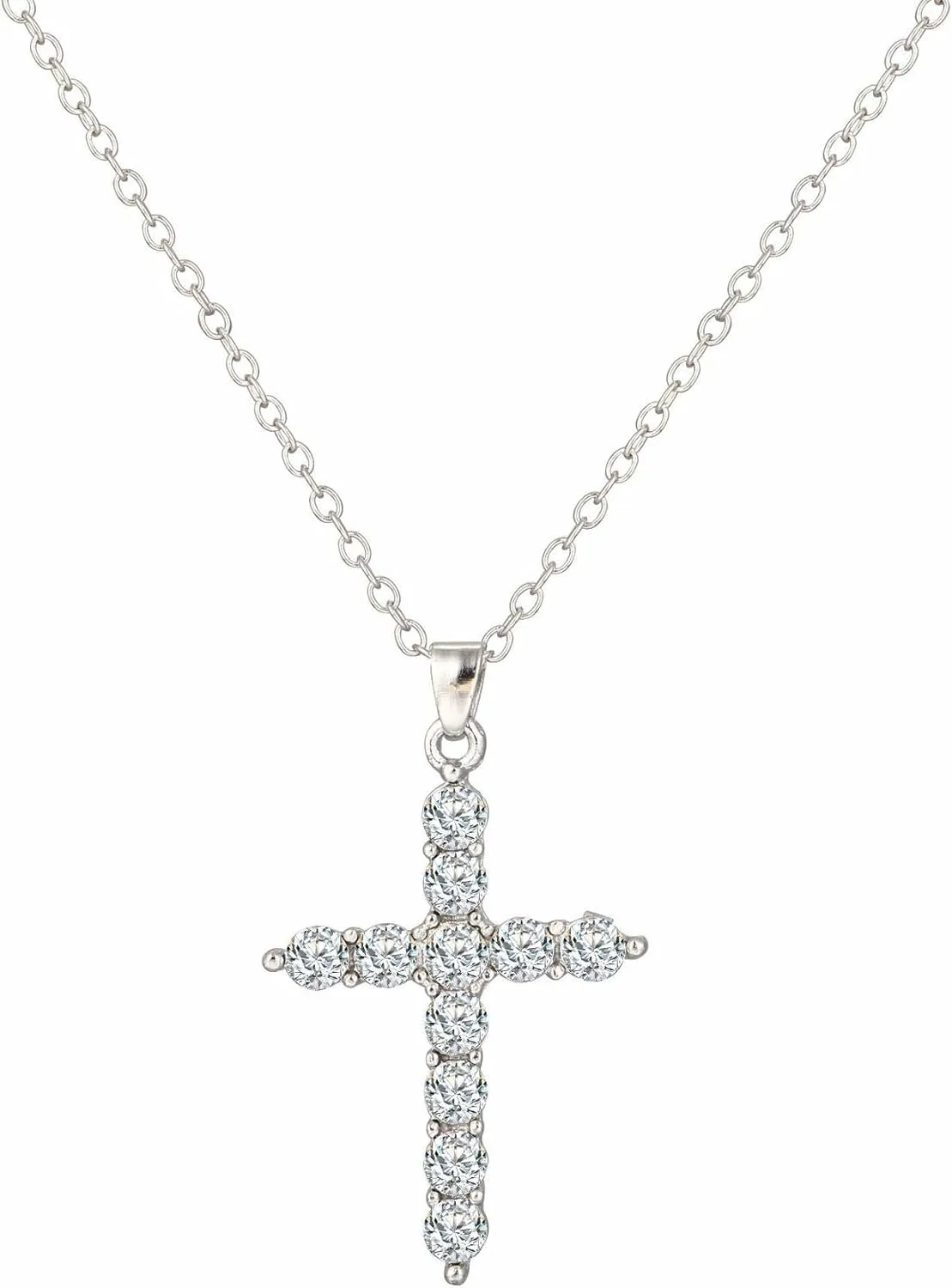 Dainty Cross Necklace for Women Cubic Zirconia Cross Pendant Necklaces Layered Gold Cross Necklace Religious Cross Faith Pendant Necklace
