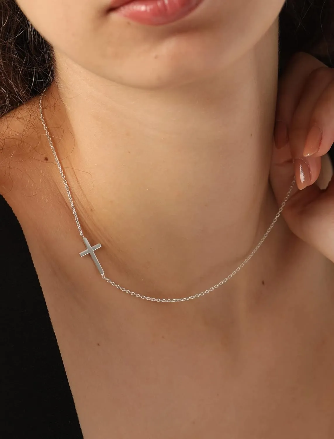 DEARMAY Dainty Cross Necklace for Women, Dainty 14k Gold Filled/Silver Cross Necklaces Simple Layered Small Cross Choker Necklace Thin Chain Necklaces Aesthetic Jewelry for Women Gift