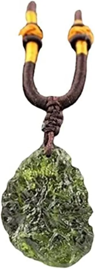 DYFUHO Moldavite Crystal Meteorite,Raw Stone Tektite Neckalce Czech Meteorite Pendants,Rough Gemstone Necklace,Green