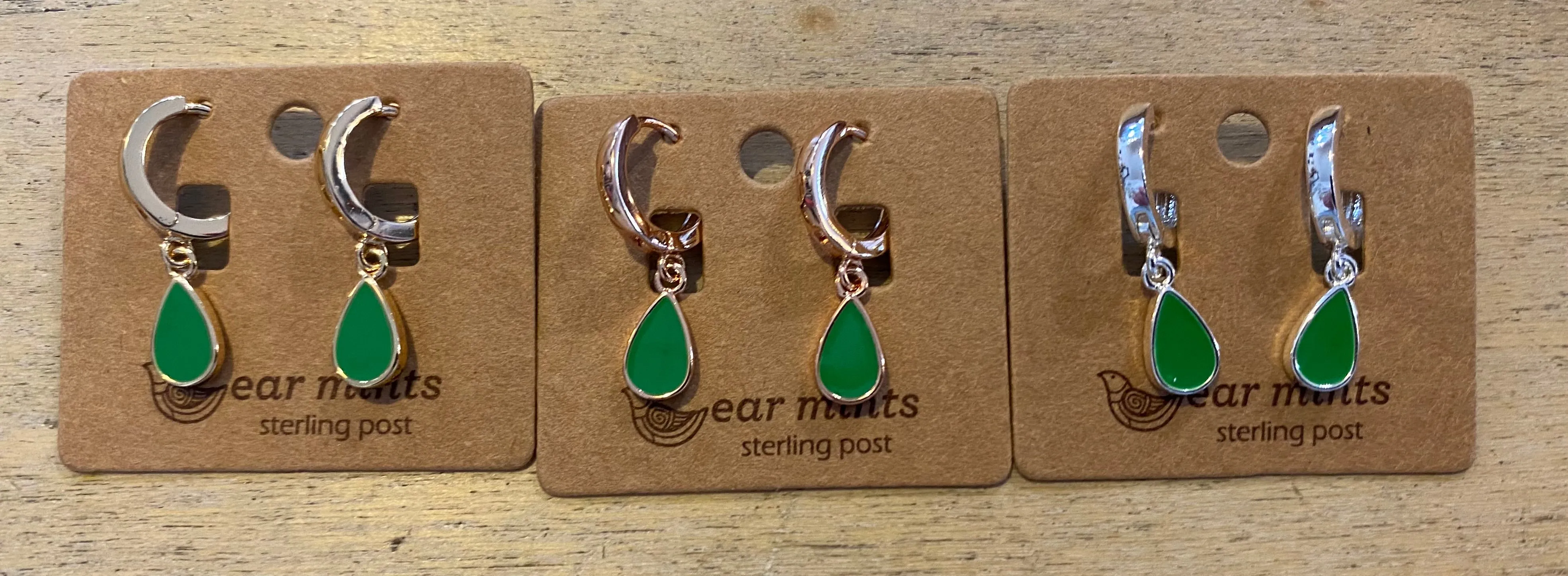 Ear Mints Enamel Teardrop Huggie Earrings 3022
