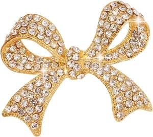 Elegant Crystal Bow Brooch Pin for Women,Sparkly Rhinestones Bow Knot Brooches Pins Vintage Lapel Pins Clip Sweater Suit Dress Backpack Brooches Accessories Jewelry