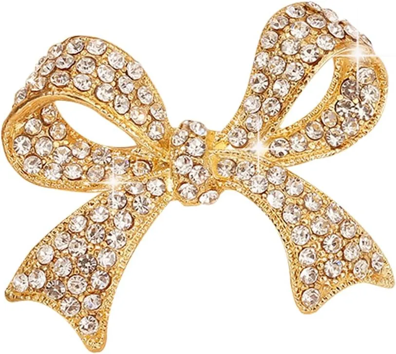 Elegant Crystal Bow Brooch Pin for Women,Sparkly Rhinestones Bow Knot Brooches Pins Vintage Lapel Pins Clip Sweater Suit Dress Backpack Brooches Accessories Jewelry