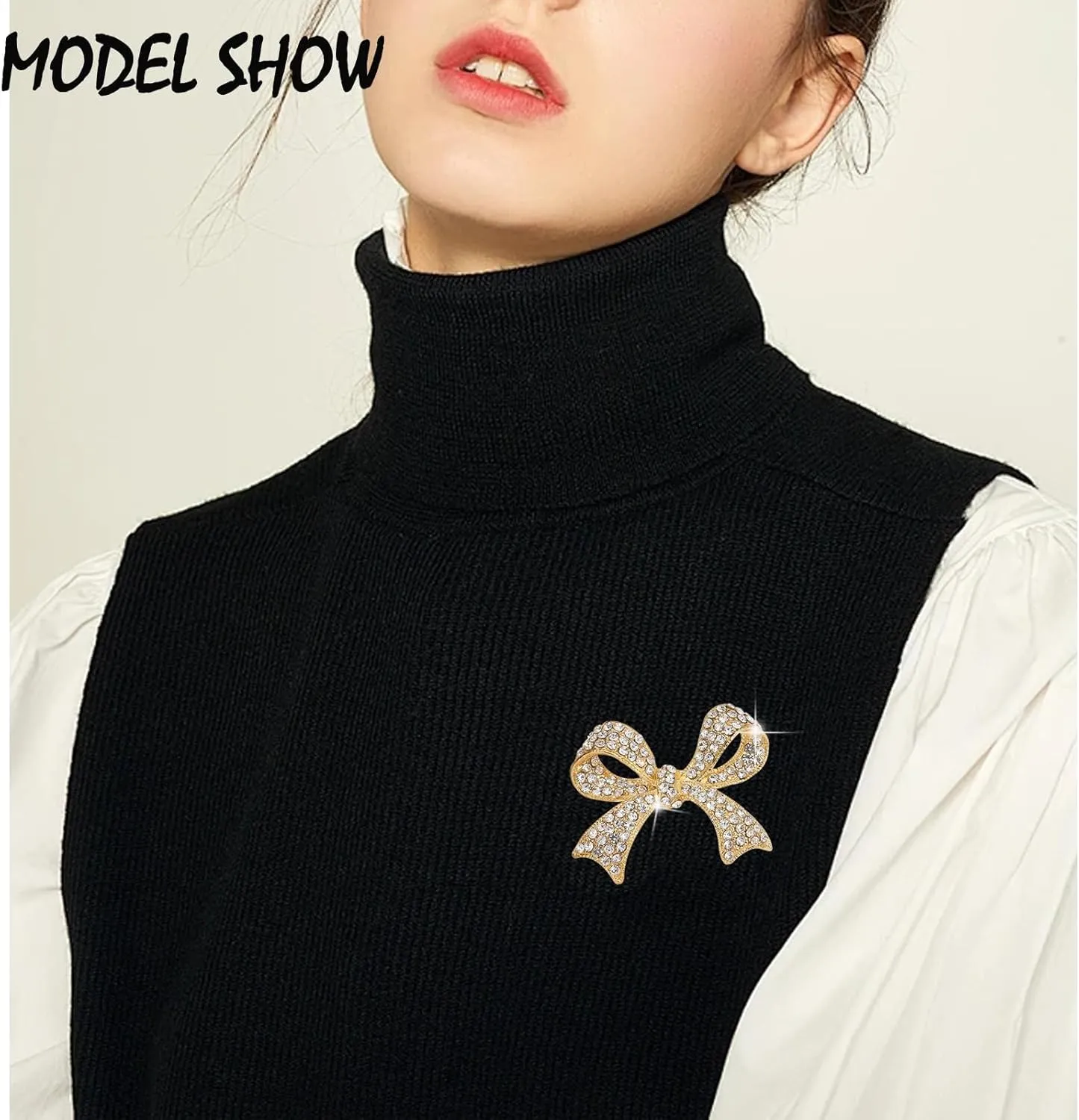 Elegant Crystal Bow Brooch Pin for Women,Sparkly Rhinestones Bow Knot Brooches Pins Vintage Lapel Pins Clip Sweater Suit Dress Backpack Brooches Accessories Jewelry