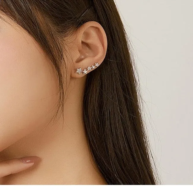 Elegant Star Ear Climber Stud Earrings