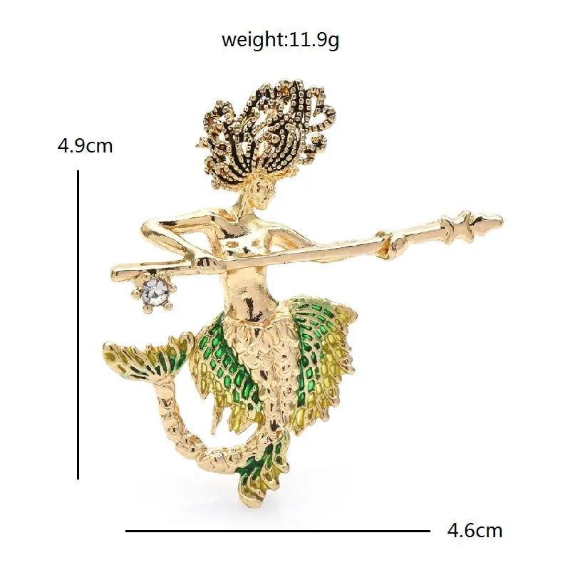 Enamel Mermaid Brooches For Women Unisex Vintage Fish Lady Party Casual Brooch