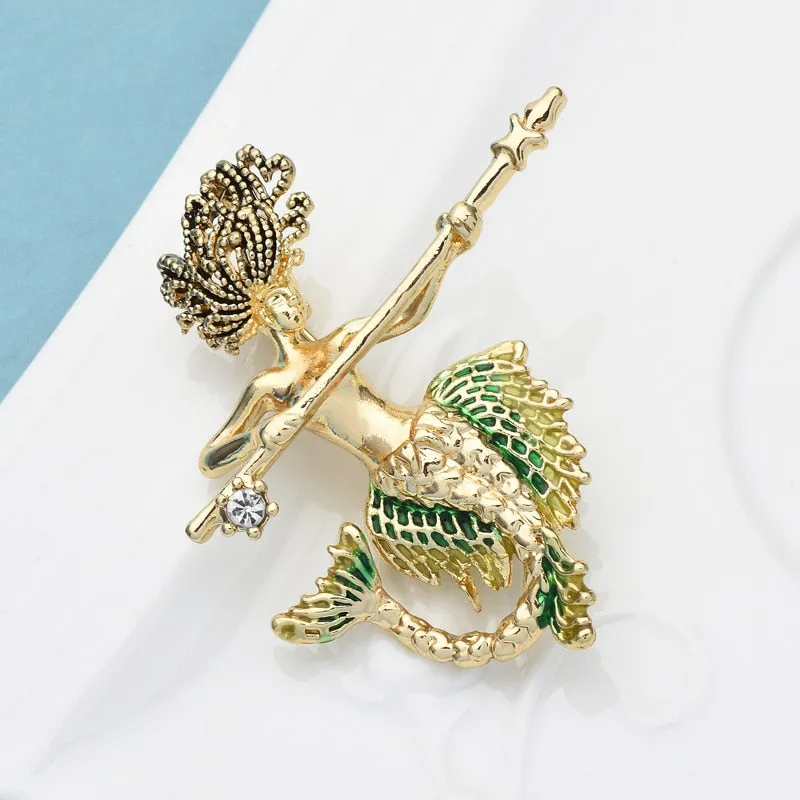 Enamel Mermaid Brooches For Women Unisex Vintage Fish Lady Party Casual Brooch