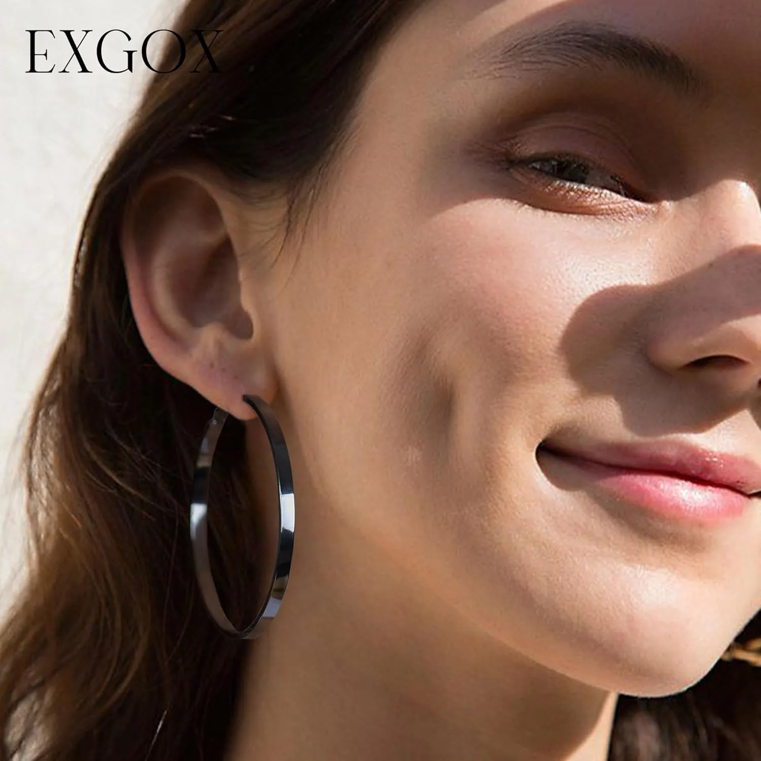 EXGOX Silver Hoop Earrings for Women - Sterling Silver & 14K Gold Plated - Hypoallergenic 925 Silver - Big Hoop Earrings (30/40/50/60/70mm)