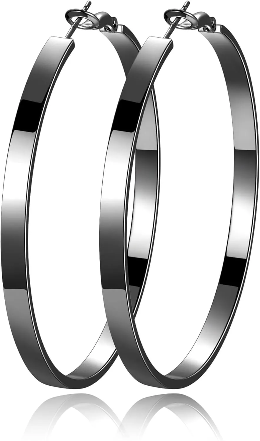 EXGOX Silver Hoop Earrings for Women - Sterling Silver & 14K Gold Plated - Hypoallergenic 925 Silver - Big Hoop Earrings (30/40/50/60/70mm)