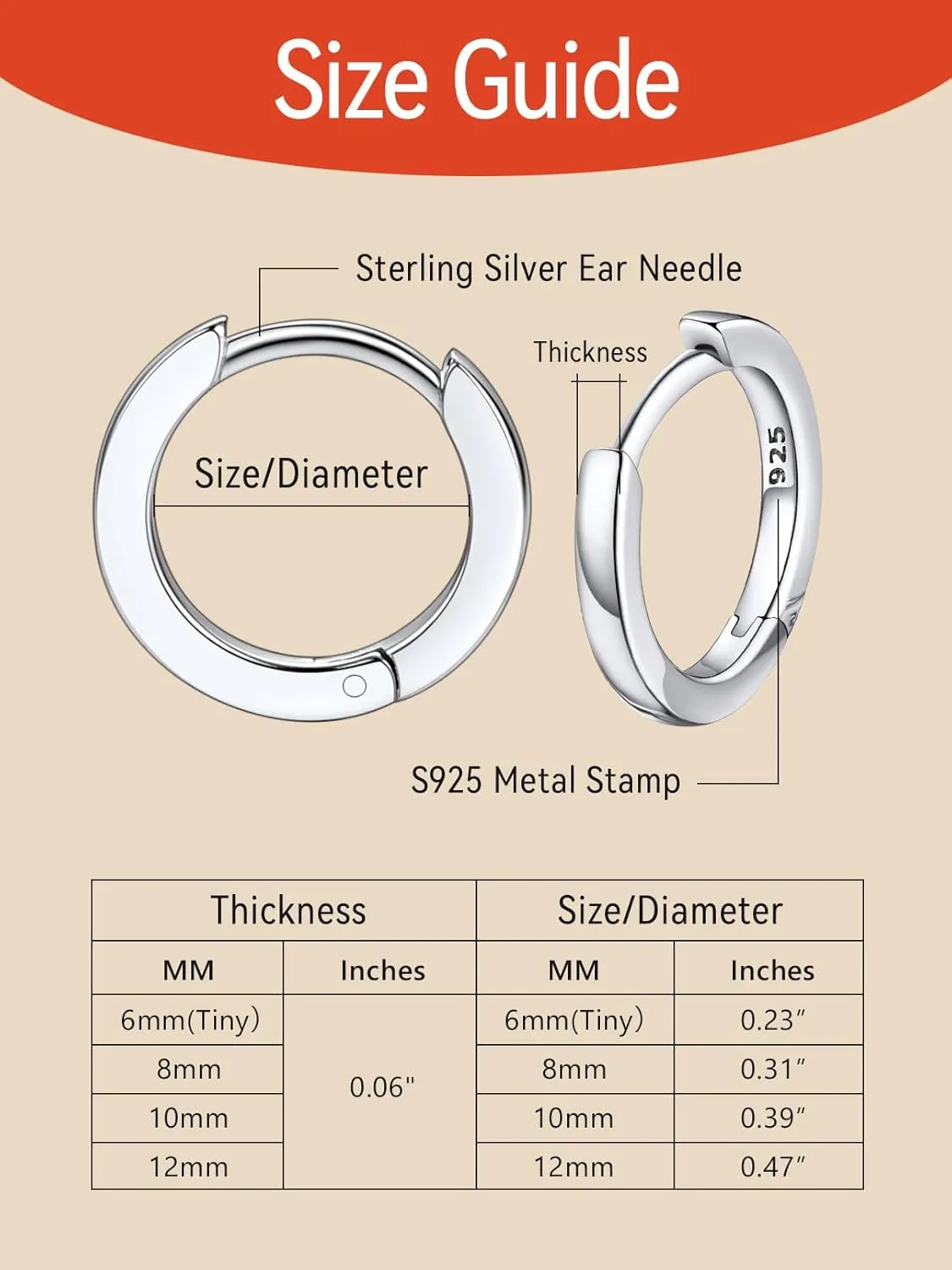 FaithHeart Sterling Silver Hoop Earrings for Women, Hypoallergenic Huggie Hoop Earrings Lightweight Small Cartilage Earrings Hoop Earring Dainty Everyday Earrings 6/8/10/12/14/15/16/18/20mm