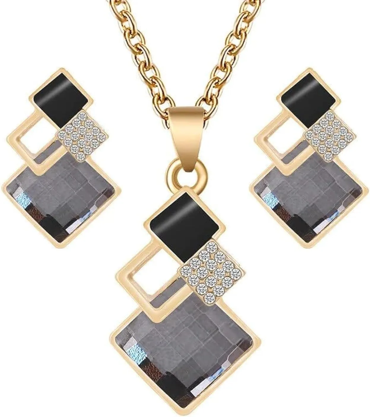 Fashion Crystal Pendants Necklace Earrings Sets for Women Jewelry Set Bridal Wedding Earring Necklace Set (Jewelry Set Bridal)
