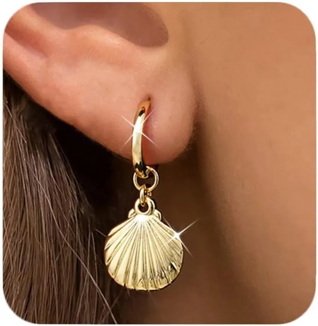 FIBO STEEL Hoop Stud Earring Sets for Women Multiple Piercing 14K Gold Plated Trendy Cartilage Flat Back Stud Huggie Hoop Earrings Stack Hypoallergenic Hoop Dangle Stud Earring Gold Silver