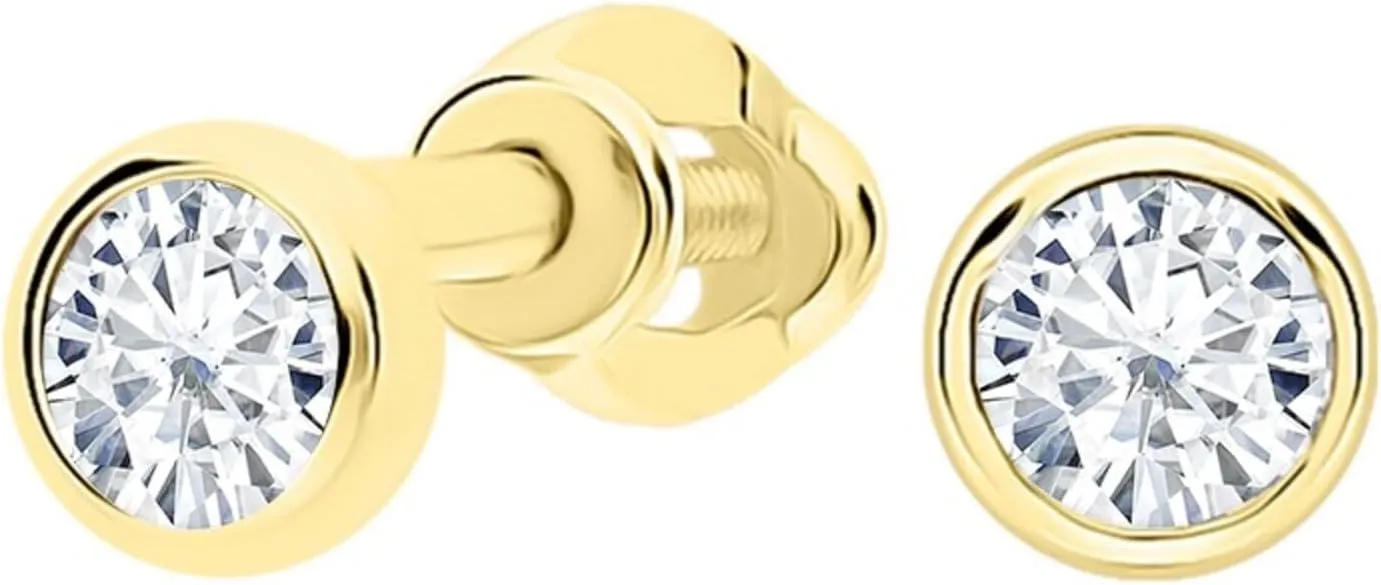 Genuine Round Diamond Bezel Stud, Solitaire 5 mm Stud Earrings, (0.80ct) Diamond Studs, 14k Solid Gold Earrings, Gift For Her.