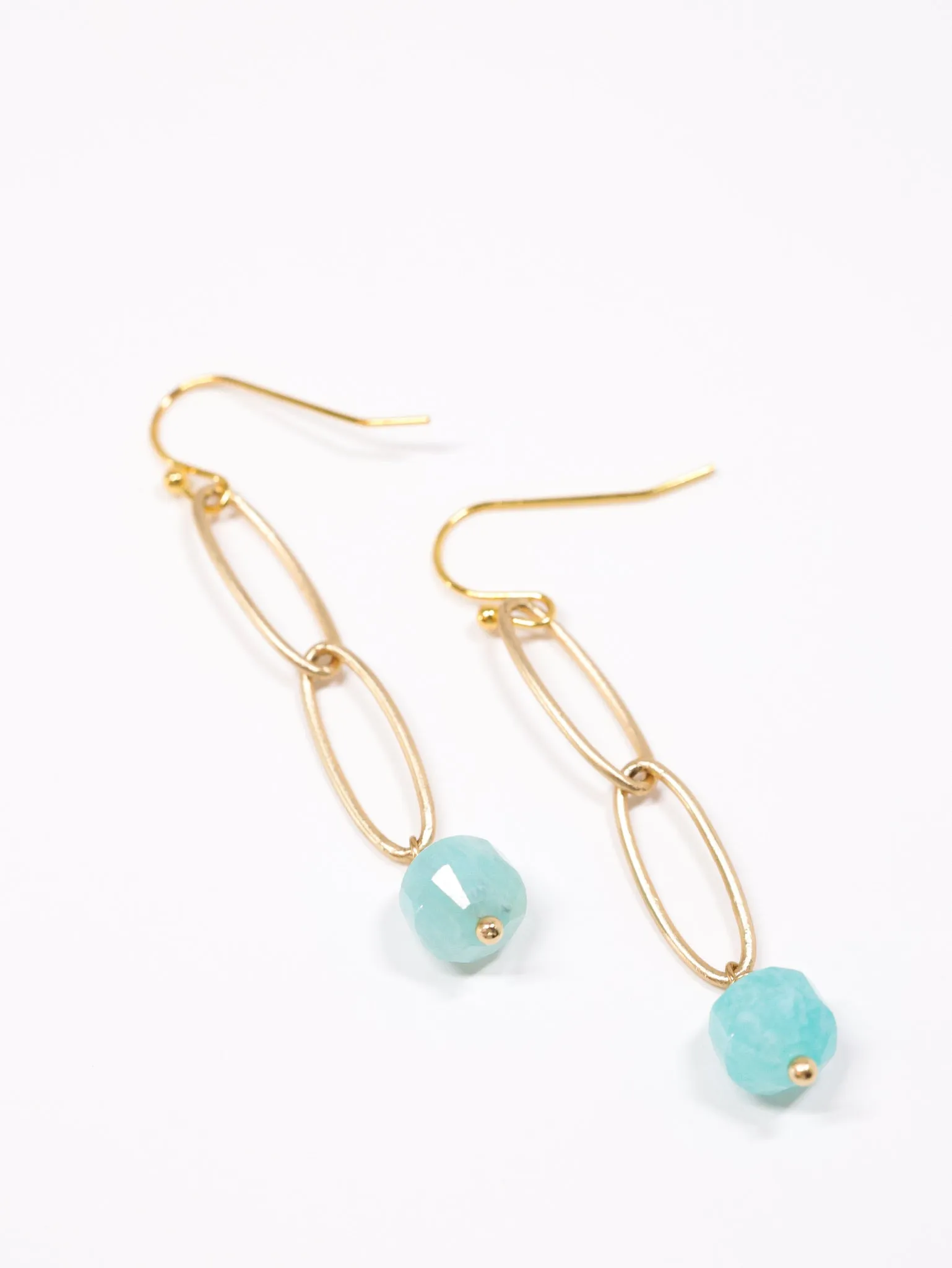 Gianna Amazonite Long Dangle Earrings -Matte Gold