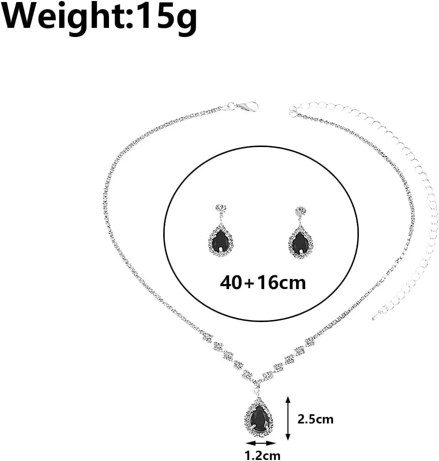 GIGB PBDK Bridal Necklace Earring Jewelry Set for Women Wedding Prom Vintage Rhinestone Tennis Choker Teardrop Crystal Dangle Earrings Bridesmaid Dresses Accessories Gift