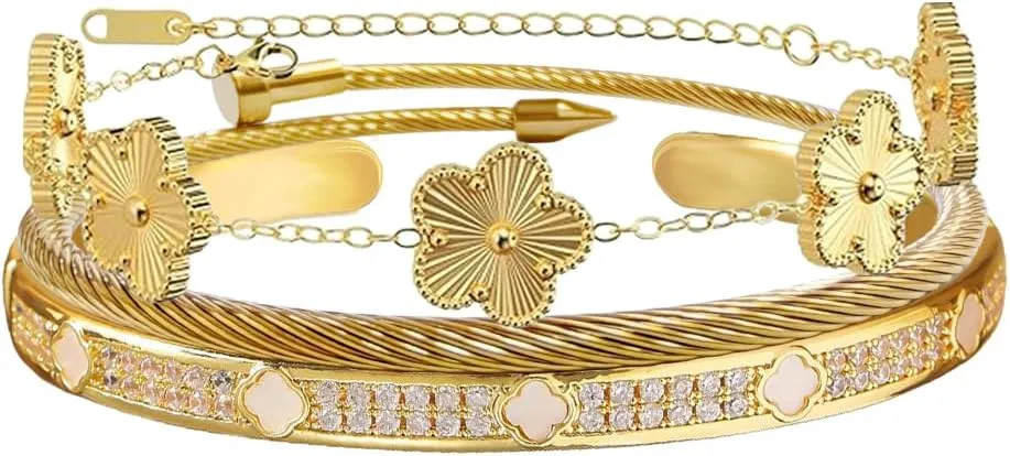 Gold Bangle Bracelets for Women Personalized Cubic Zirconia Love Bracelets 18K Gold Plated Bangles Bracelets Gifts for Her