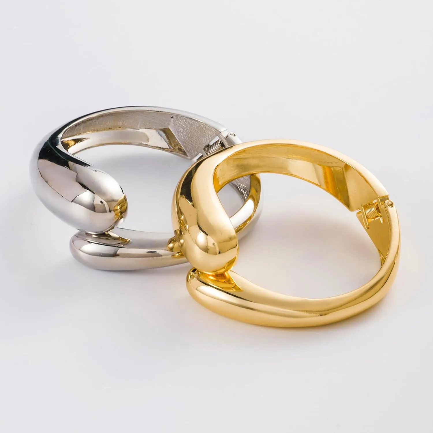 Gold Bangles Bracelets for Women, 14K Chunky Gold Waterdrop Spiral Oval Bangle Bracelets, Trendy Elegance Jewelry Gifts for Women
