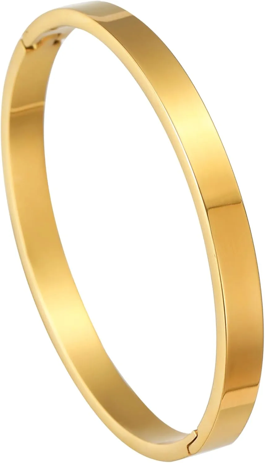 Gold Bracelets for Women, 18K Gold Plated Cubic Zirconia Bangle Bracelets Stainless Steel Eternity Crystal Oval Bracelet Cuff Bracelets for Women Jewelry