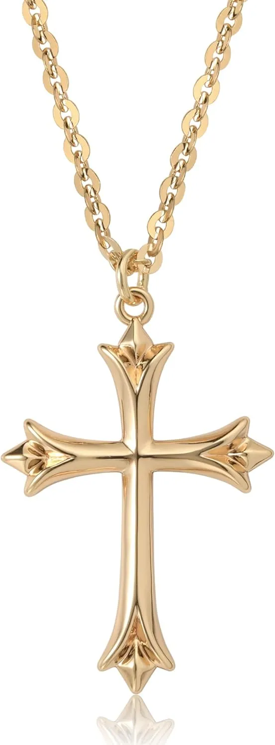 Gold Cross Necklaces for Women 14K Gold Plated Dainty Cubic Zirconia Cross Charm Pendant Necklace Cute Cross Faith Jewelry