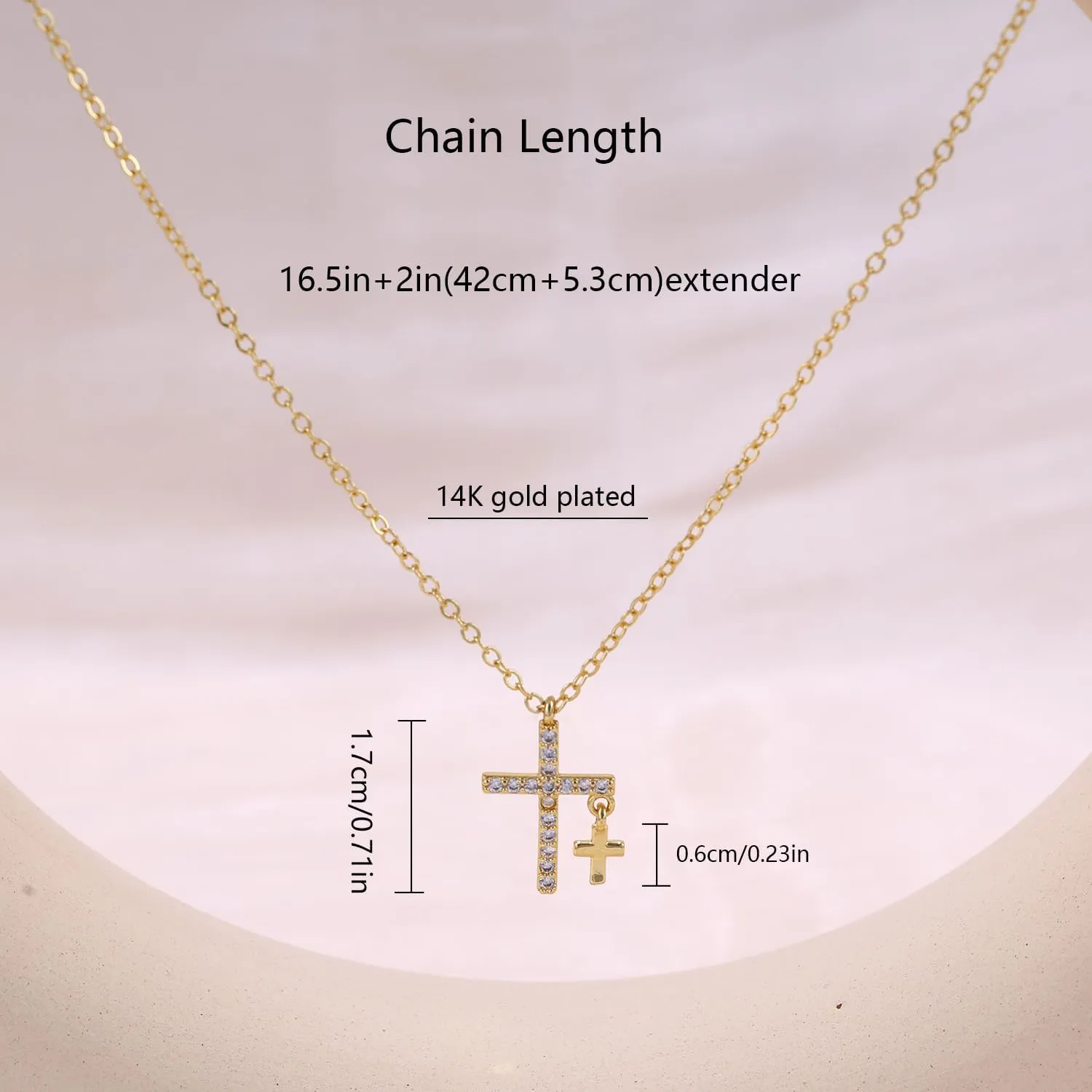 Gold Cross Necklaces for Women Trendy,Dainty Gold Necklace 14K Gold Plated Cross Pendant Necklace With Zircon Small Cute Gold Necklace Simple Cross Necklaces Charm Gold Jewelry for Women