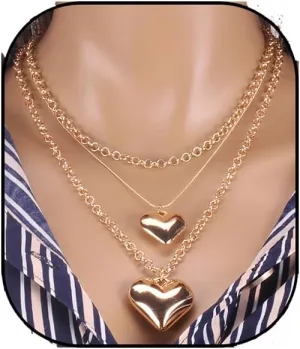 Gold Heart Necklace Earrings Bracelet Set For Women Layered Heart Necklace Collar Chain Gold Delicate Necklace Bracelet Earrings Set For Women