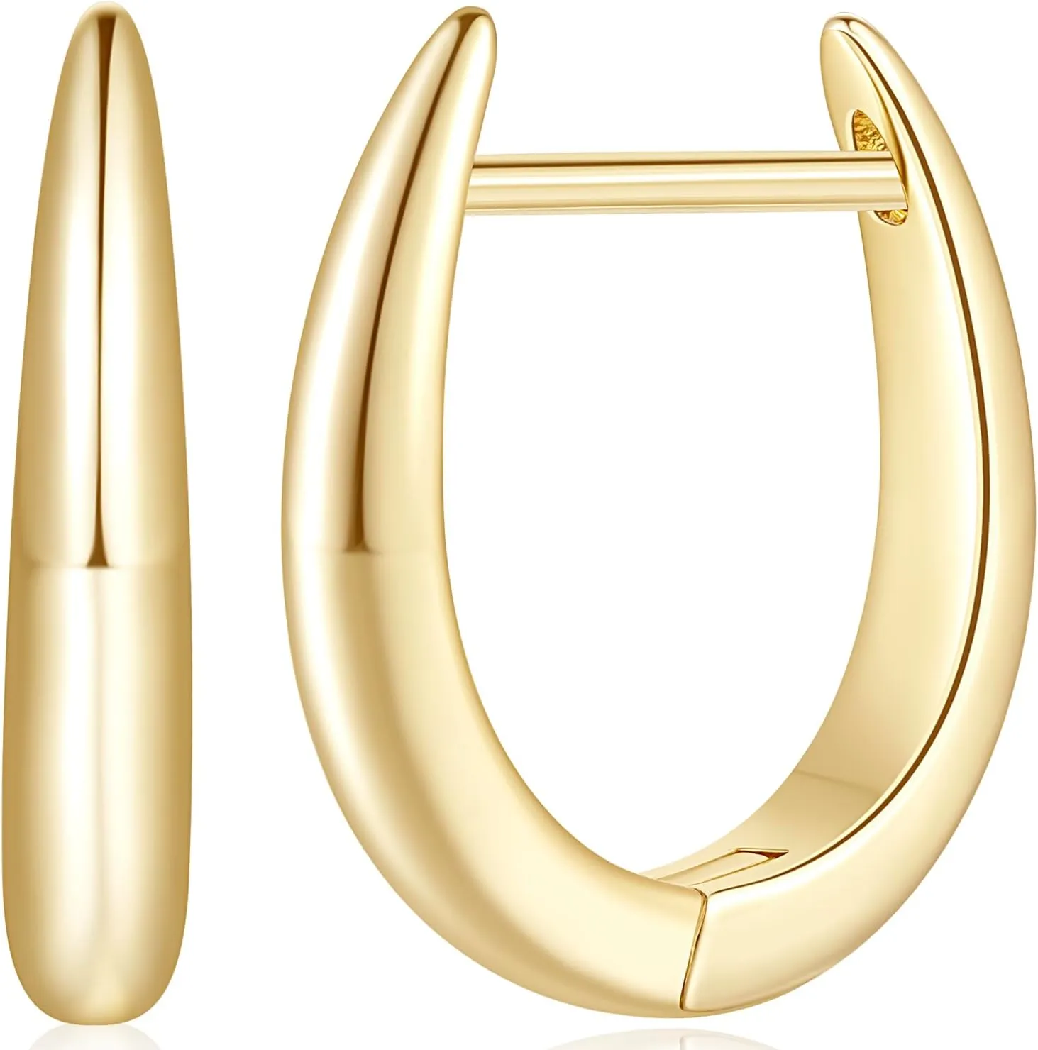 Gold Hoop Earrings 14K Gold Hoop Earrings for Womens Hoops Earring U-shaped Small Earring for Women 16mm