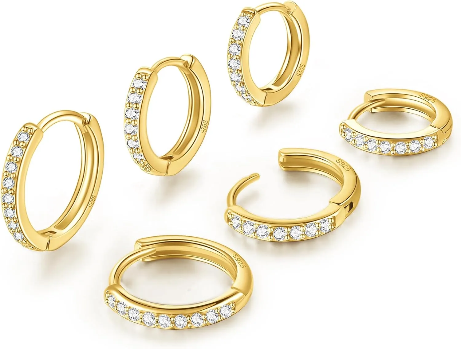 Gold Hoop Earrings for Women 925 Sterling Silver EarringsCartilage Endless Small Hoop Earrings Set 14K Gold Plated Huggie Earrings for Women Men Jewelry Gifts