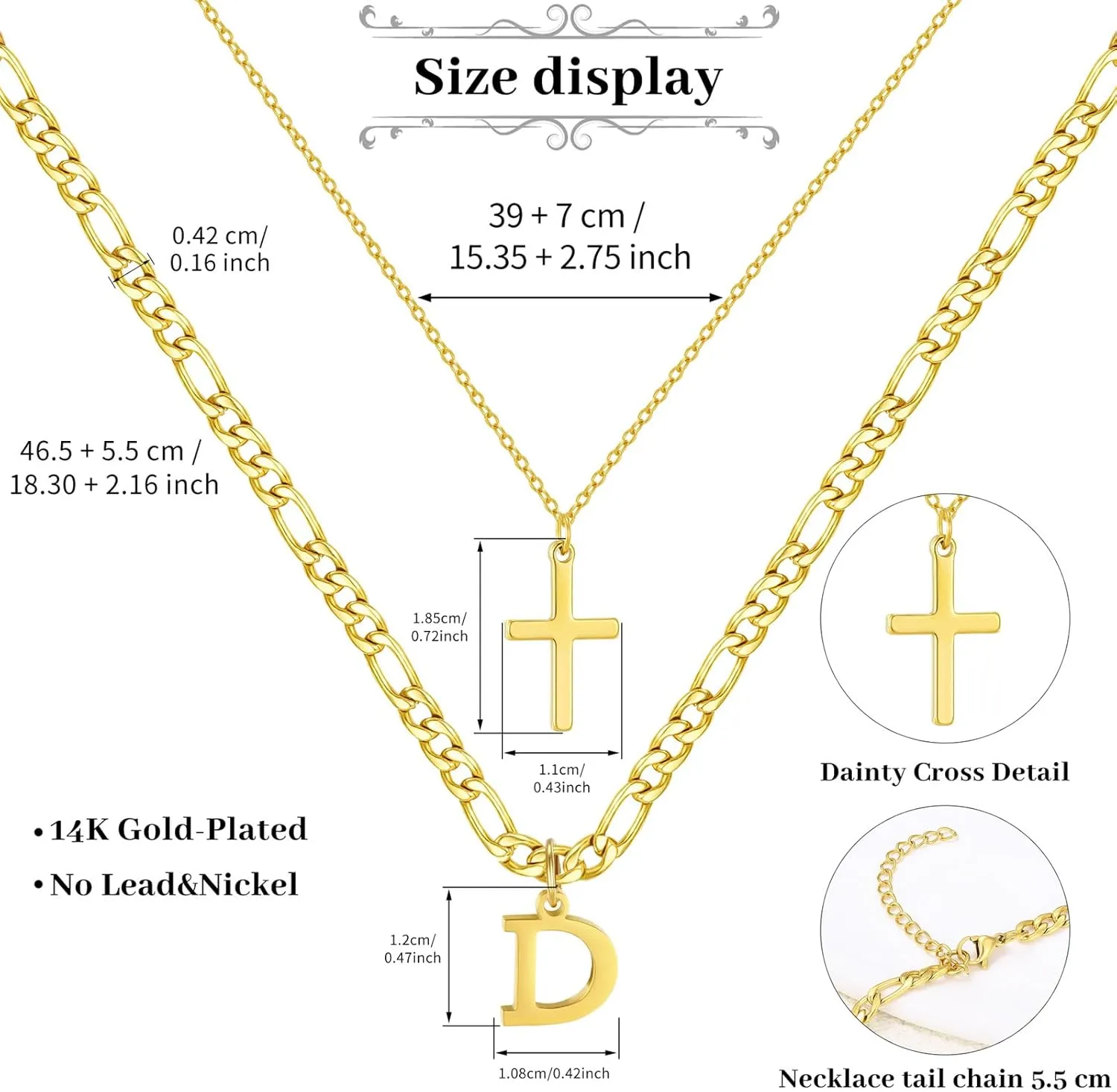 Gold Layered Initial Cross Necklaces For Women,14K Gold Plated Letter Necklace ,Gold Cross Pendant Choker Necklace,Trendy Cute Personalized Monogram Name Necklace ,Gold Jewelry Necklace for Women Gift