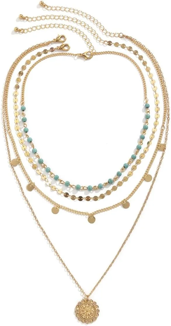 Gold Layered Necklaces for Women 14K Gold Pearl Choker Paperclip Chain Cuban Link Snake Chain Coin Pearl Pendant Necklace OT Clasp Stackable Chocker Necklaces Jewelry Gift for Women