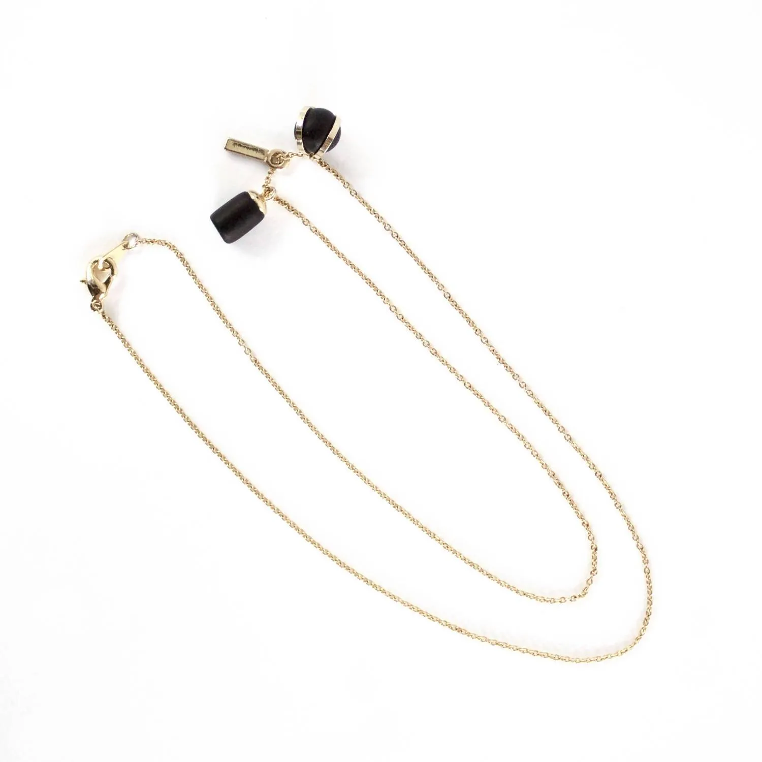 Gold Necklace - Triple Tiny Charm Ball/Weight/Bar